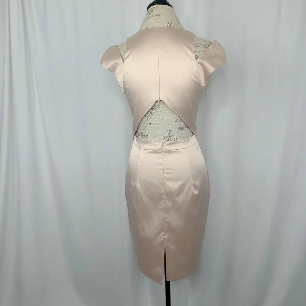 Black Halo Champagne Dress 6 Sheath Satin - Picture 6 of 12